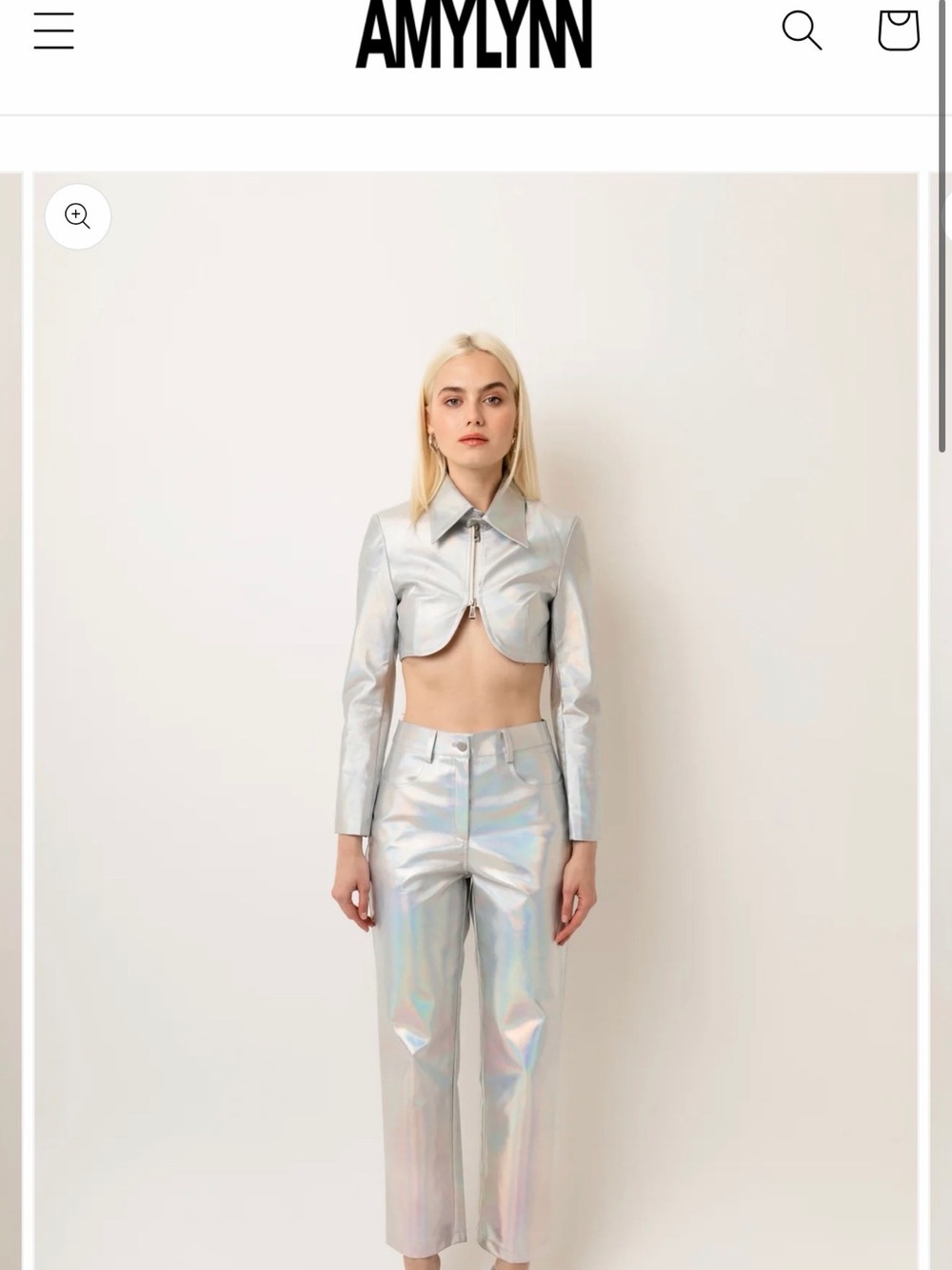 Amy Lynn Shiny Metallic Silver Faux Leather Pants
